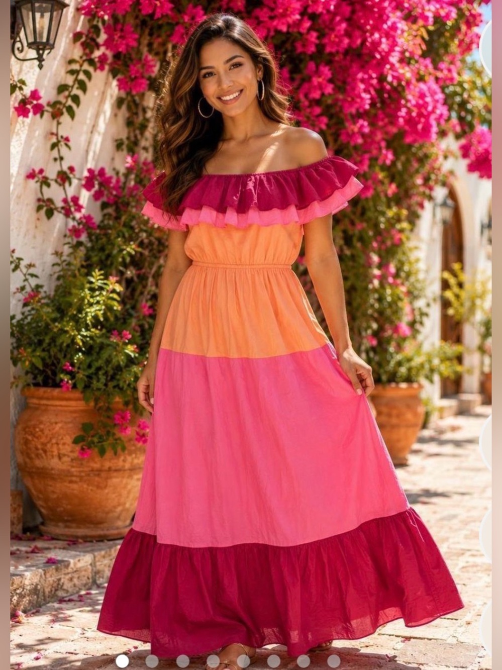NWT English Factory Off the Shoulder Color Block Maxi Dress, Size Large